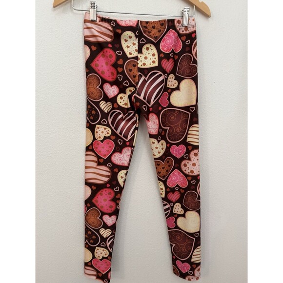 PINEAPPLE CLOTHING Heart leggings valentines day junior size 12/13 EUC athletic - Picture 3 of 7